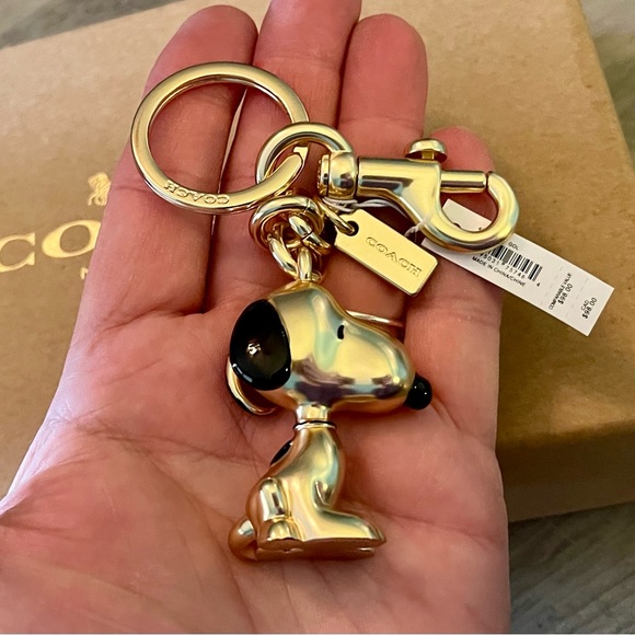 Coach X Peanuts Gold/Multicolored Snoopy Keychain Fob Bag Charm - Picture 2 of 10